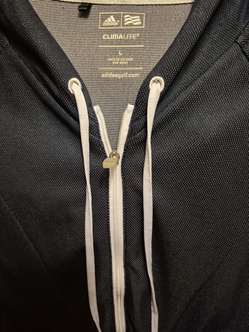 Adidas Golf Women’s Navy Blue Full-Zip Hoodie Sweater With White Zipper. - Picture 6 of 6